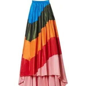 Carolina Herrera Striped Silk Taffeta Ball Skirt Colorblock NWT Sz 6